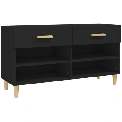 Image of vidaXL Shoe Cabinet Black 102x35x55 cm Engineered Wood
