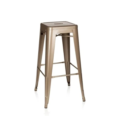 Image of hjh OFFICE Barstool bistro stool VANTAGGIO HIGH metal stackable sturdy metallic gold