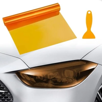 Image of VBGURR Car Headlight Tint, Tint for Waterproof Film Rear Light 30 X 120cm (Orange)