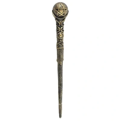 Image of Exquisite Bronze Resin Pentagram Wand 24cm x 3cm (1 Pc.) Enchanting &amp; Unique Design, Durable Material Perfect Garden Decor