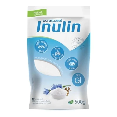 Image of Puresweet® Premium Inulin Prebiotic Fibre Powder 500g Chicory Root, 100% Pure Inulin, Highly Soluble, Made in The EU, Fructo Oligosaccharide (FOS), Gluten Free, Vegan.