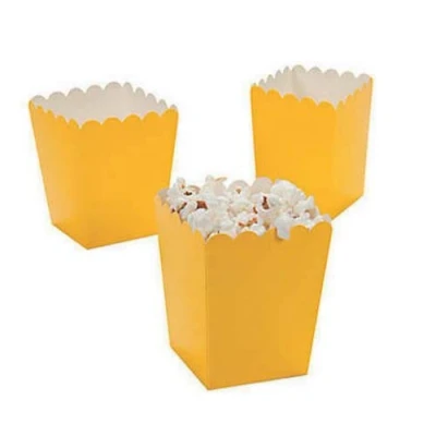 Image of Pack of 12 Yellow Popcorn Boxes Party Box Favours