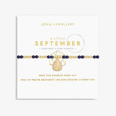 Image of Joma Jewellery A Little Birthstone Gold SEPTEMBER LAPIS LAZULI Bracelet 17.5cm Stretch Adjustable Wrist Stacking