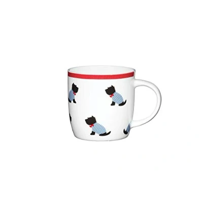 Image of KitchenCraft China 425ml Barrel Shaped Mug, Sitting Westies