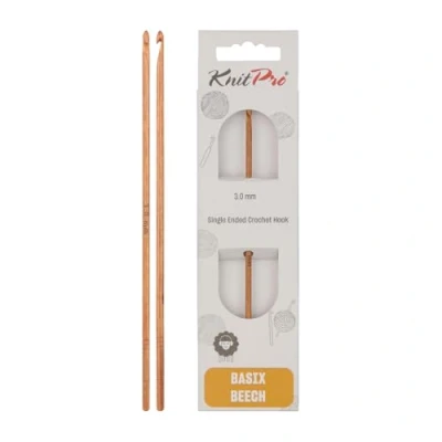 Image of KnitPro Basix Birch: Crochet Hooks: Single Ended: 15cm x 3.00mm, Birchwood, Multi Colour, 10mm