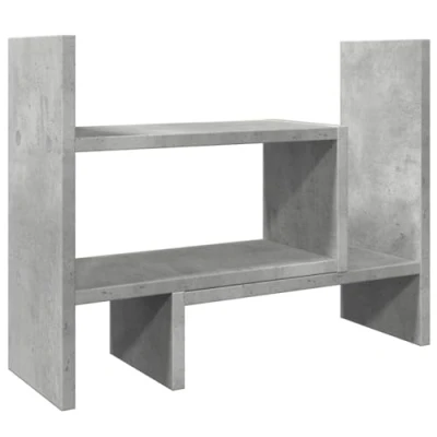 Image of vidaXL Desk Organiser Concrete Grey Engineered Wood, Adjustable, Swivelling, Ample Storage Space Home/Office/Bedroom/Study