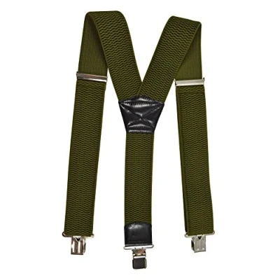 Image of Olata Men&#039;s Heavy Duty Y Shape Braces/Suspenders with Extra Wide Straps 5cm. Olive Green
