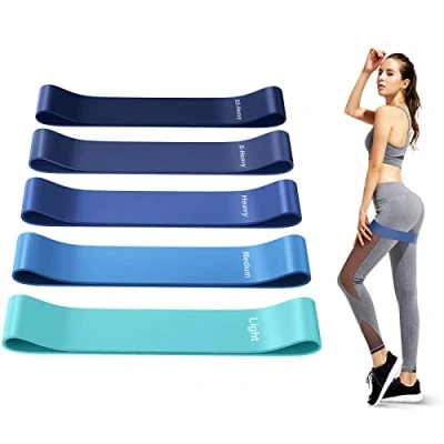 Image of Resistance Bands, 5 PCs Band Women, Exercise with Levels for Fitness Workouts Pilates Stretching Training Home Gym Carry Bag Included
