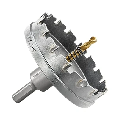 Image of Starrett Tungsten Carbide Tipped Hole Saw SM90 Sheet Metal Cutter With Arbor &amp; Pilot Drill Bit For Drilling Stainless Steel Aluminum Alloy 90 mm