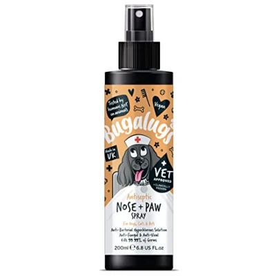 Image of BUGALUGS nose &amp; paw dog Antiseptic Spray 200ml Antibacterial, Antifungal for Dogs, Cats Pets Dry Paws, Cracked Skin use alongside our balm (Antiseptic 200ml)