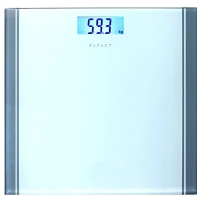 Image of EXZACT Bathroom Scale Digital/Electronic Body Capacity 180kg kgs/stones/lbs High Precision, Backlight LCD Display (White)