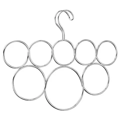 Image of iDesign Scarf Hanger with 8 Hoops, Metal Hanging Organiser for Wardrobe or Closet, Also Works as Tie Rack Belt Hanger, Silver, 33 x 1.9 24.8 centimeters