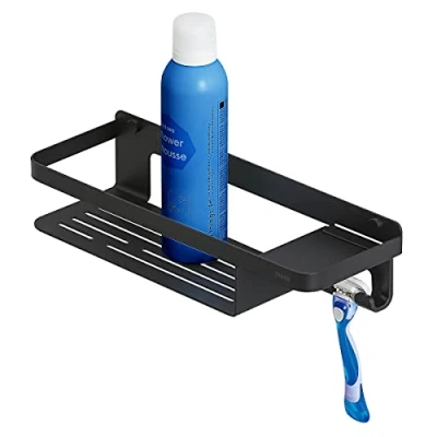 Image of Tiger Shower Basket with Hook, Stainless steel, Black, BxHxT: 32 x 7,2 10,6 cm