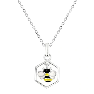 Image of Dew Sterling Silver and Enamel Busy Bee Combe Necklace 18&quot;