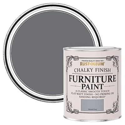 Image of Rust Oleum Grey Upcycled Furniture Paint in Chalky Finish Mineral 750ml