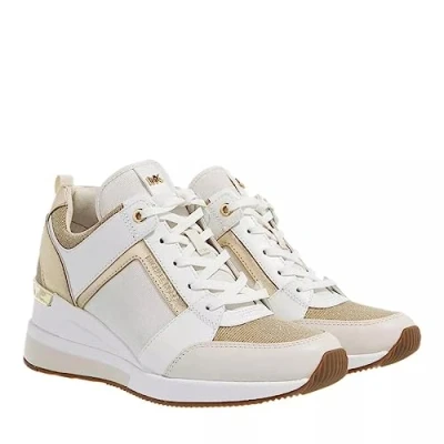 Image of Michael Kors Georgie Trainer Trainers, Women&#039;s, Size: 8, Pale gold Leather and textile