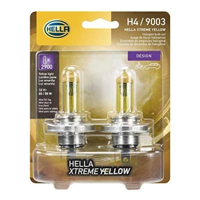 Image of Hella H4 YL Bulb 12V 60/55W P43T T4.625 Yellow 2Blis