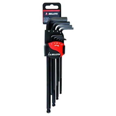Image of Bellota 6457 9 Hex Key Set of with Blued Finish and Ball End Clip Holder
