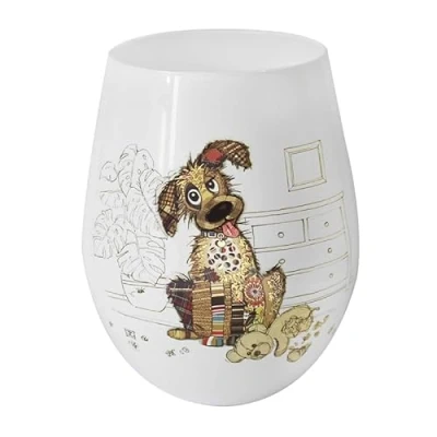 Image of Lesser &amp; Pavey Ceramic Stemless Cup Tumbler Lovely Wine Gifts for Women Men Murphy Mutt Drawing Drinkware Microwaveable Mug Bug Art