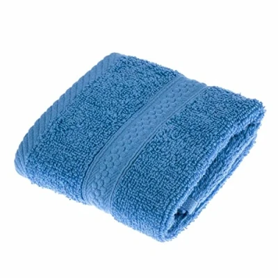 Image of HOMESCAPES Cobalt Blue Turkish Cotton Face Cloth Flannel Super Soft Thick &amp; Absorbent 500 GSM Towel Heavy Weight for everyday Luxury