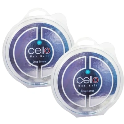 Image of Cello Crisp Cotton Wax Melts Duo Pack. Melts. Strong for Electric Melt Burners, &amp; Oil Burner. Burner Scented Melts, Home Fragrance Gifts.