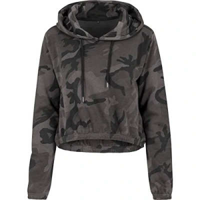 Image of Build Your Brand Ladies Camo Cropped Hoody, Women’s hoodie, Olive Camo, S BY065 00775 0051