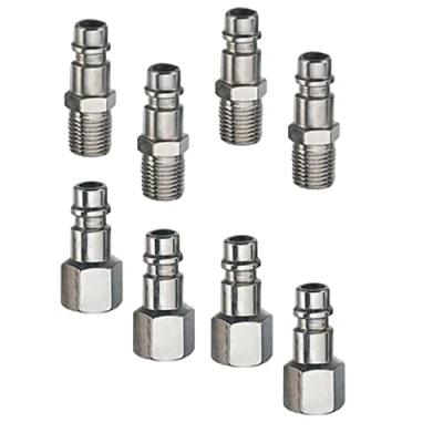 Image of 4xMale Euro Tails + 4xFemale Air Line Fittings Hi Flow Quick Release