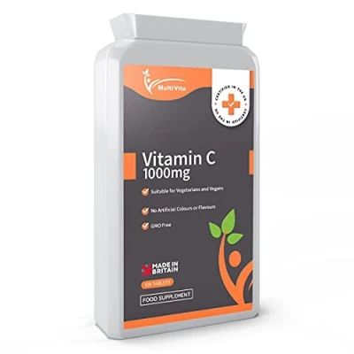 Image of Vitamin C 1000mg 120 Tablets High Strength Immune Support Contributes to The Reduction of Tiredness and Fatigue Normal Energy yielding Metabolism Exclusively Manufactured in UK
