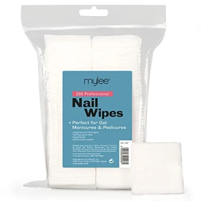 Image of Mylee Lint Free Nail Wipes Professional Use Gel Removal Soft Pads for Manicure and Pedicure (Pack of 200), Packaging may vary