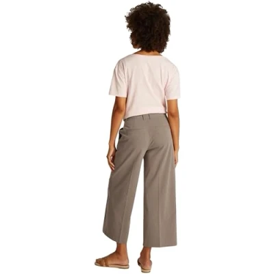 Image of Tommy Hilfiger Stretch WIDE LEG CROP PANT Trousers, Women&#039;s, Size: 10, Tundra brown