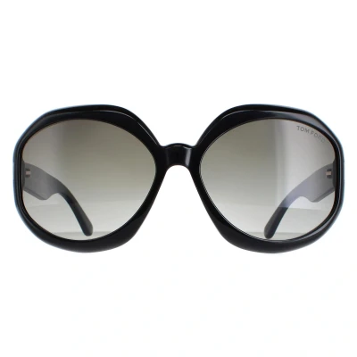 Image of TOM FORD Woman FT1011 Georgia 02 01b Sunglasses Acetate Black Smoke Oversize Normal Shaded