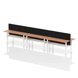 Image of Air B2B 1800x600mm Adjustable 6P Bench Desk CP Beech/White + Screen