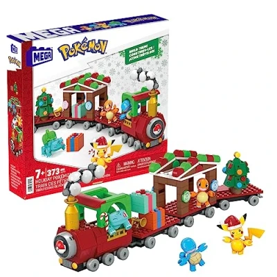Image of MEGA Pokémon Action Figure Building Toys, Holiday Train with 373 Pieces, 4 Poseable Characters, Gift Idea for Kids, HHP69