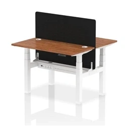 Image of Air B2B 1200x600mm Adjustable 2P Bench Desk CP Walnut/White + Screen