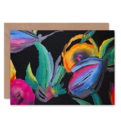 Image of Wee Blue Coo SILK SCARF PATTERN FLORAL COLOURFUL BLANK GREETINGS BIRTHDAY CARD ART