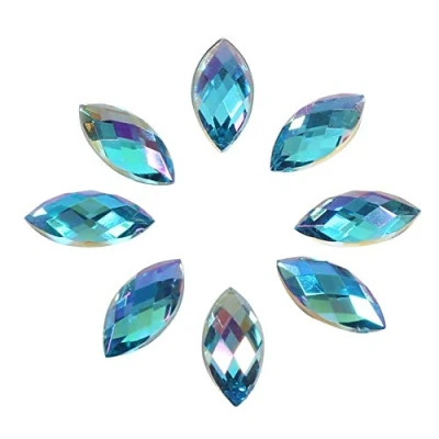 Image of 500pcs Crystal Rhinestone Horse Eye Shape AB Gems Acrylic 7 * 15mm for Wedding DIY Party Decor (06bleu)
