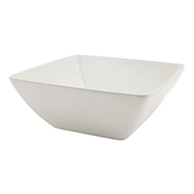 Image of Genware MELSQB 28 Melamine Curved Square Bowl, White, 26.2 cm Width