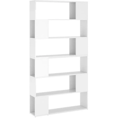 Image of vidaXL Book Cabinet Room Divider High Gloss White 100x24x188 cm