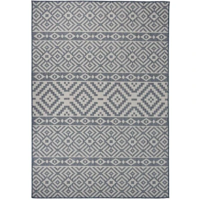 Image of vidaXL Outdoor Flatweave Rug 160x230 cm Blue Stripes