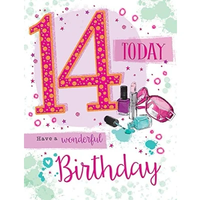 Image of Piccadilly Greetings Traditional Juvenile Birthday Card Age 14 F 8 x 6 inches
