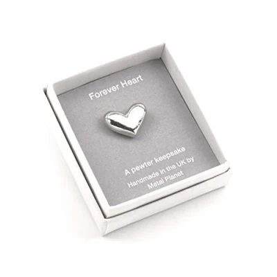 Image of Heart miniature keepsake token in a gift box with &#039;Forever heart&#039; message