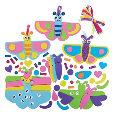 Image of Baker Ross FX782 Moth Mix and Match Decoration Kits Pack of 8, Kids Foam Arts Craft