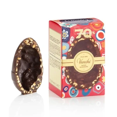 Image of Venchi Mignon Chocolate Egg, 70% Extra Dark Gourmet Flavor with &quot;Piedmont Hazelnut&quot;, 70 gr, Gluten Free, Vegan, Without Surprise, Easter Collection, Gift Idea