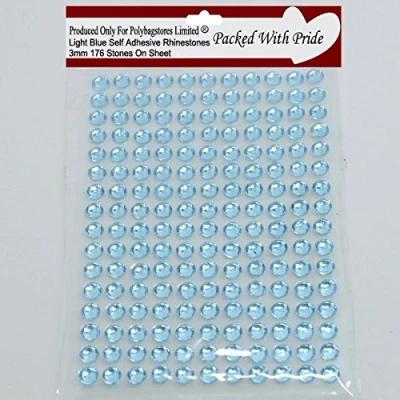 Image of POLYBAGSTORES 5 Packs Light Blue 3mm Self Adhesive Diamante Stick On Gems