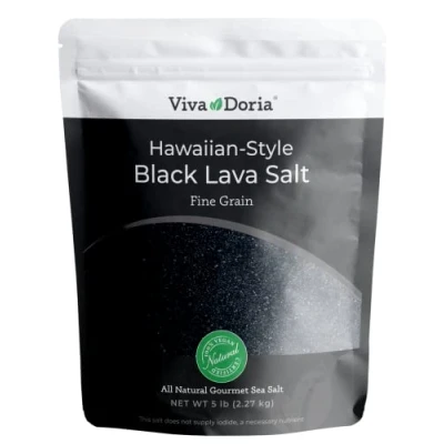 Image of Viva Doria Hawaiian Black Lava Sea Salt, Fine Grain, 5 lb (2.27 kg)