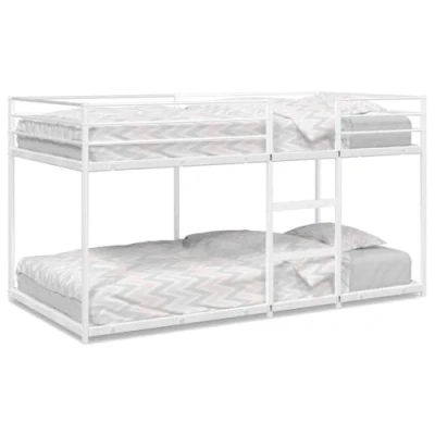 Image of vidaXL Bunk Bed/Loft Frame 75x190 cm White Steel Space Saver for Kids/Guest Room Modern Style
