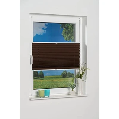 Image of K home Pleated Blackout Blind, Polyester, Chocolate, 70 x 130 (W L)