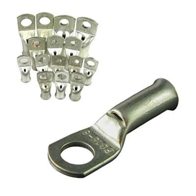 Image of 4 x Crimp or Solder Battery Lug Terminals for a 6mm² Cable with 6mm Bolt Hole