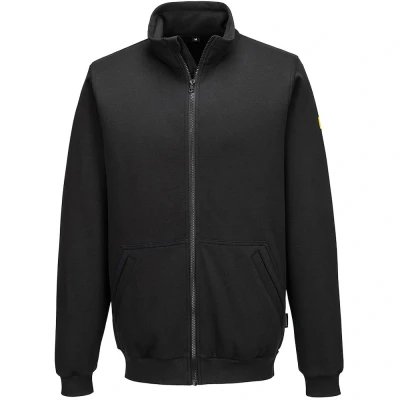 Image of Portwest Anti Static ESD Zip Sweatshirt Black Size Extra Large Regular