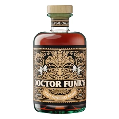 Image of Doctor Funk&#039;s Tiki Spiced Rum 70cl 40% abv Delicious Caribbean infused with Pineapple, Pimento &amp; a touch of Cinnamon.